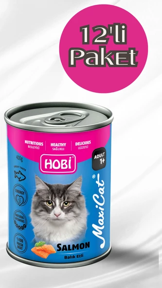 Hobi Maxicat Somonlu Kedi Konserve 400 Gr X 12 Adet