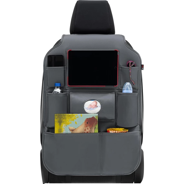 Otom Premium Deri Koltuk Arkası Organizer Eşya Düzenleyici  Füme
