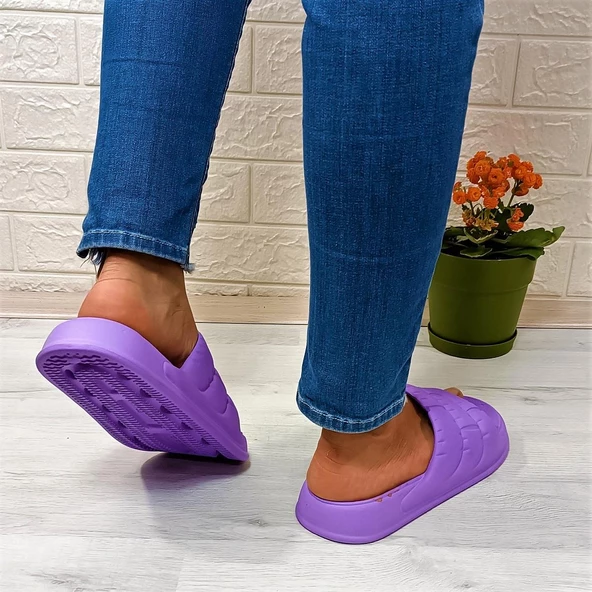 Akınalbella 406 Lila Hafif Rahat Günlük Havuz Plaj Kadın Terliği - Resim 5