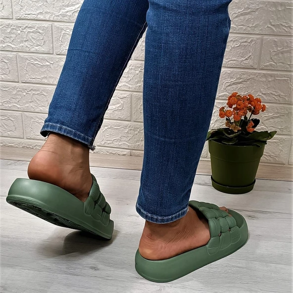 Sonimix 12701 Mint Yeşili Hafif Rahat Günlük Havuz Plaj Kadın Terliği - Resim 5