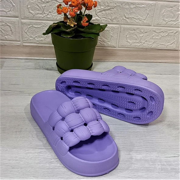 Sonimix 12701 Lila Hafif Rahat Günlük Havuz Plaj Kadın Terliği - Resim 7