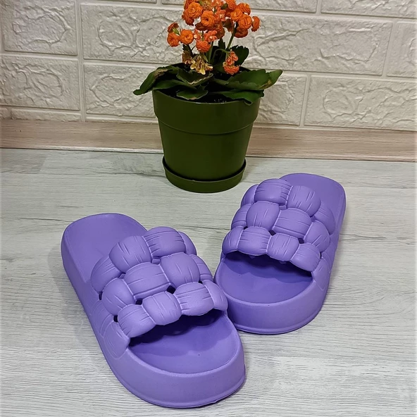 Sonimix 12701 Lila Hafif Rahat Günlük Havuz Plaj Kadın Terliği - Resim 6