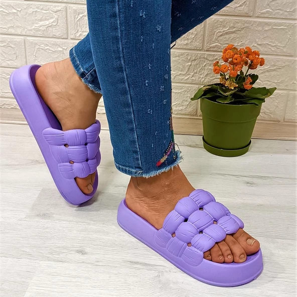 Sonimix 12701 Lila Hafif Rahat Günlük Havuz Plaj Kadın Terliği - Resim 3