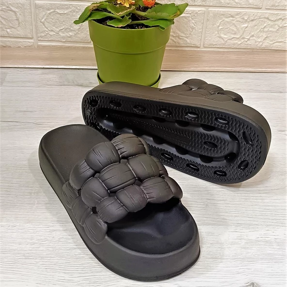 Sonimix 12701 Siyah Hafif Rahat Günlük Havuz Plaj Kadın Terliği - Resim 7