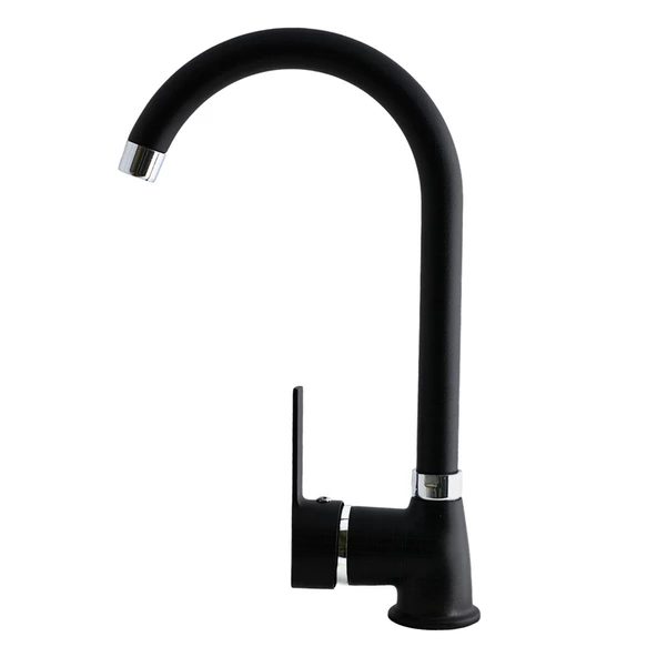 Banyo Lavabo Musluğu Siyah Bataryası Mix Eyve Sıcak Soğuk Çift Su Girişli Çeşmesi 34 cm - 4