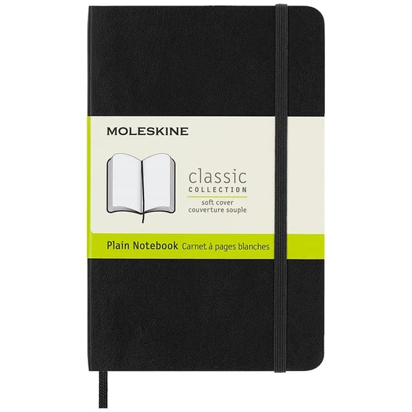 Moleskine Yumuşak Kapak Düz Defter Cep Boy 9x14 cm 192 Sayfa Siyah