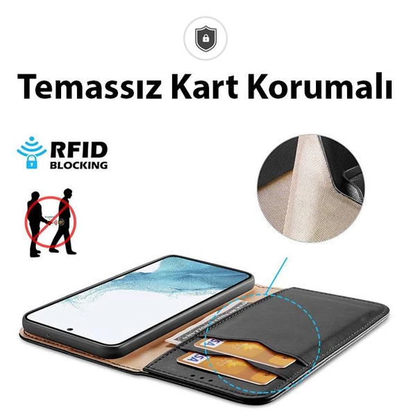 Polham Samsung Galaxy S23 Plus Uyumlu Cüzdan Tipi Deri Kılıf, Kart Bölmeli Mıknatıslı Kapaklı Kılıf - 4