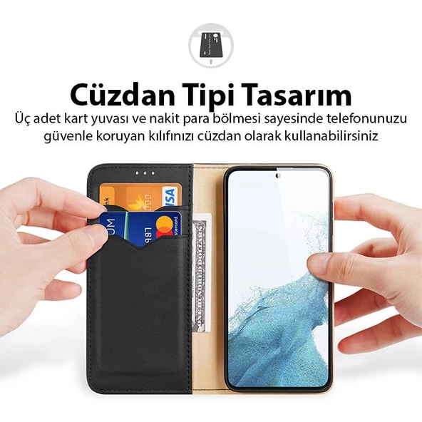 Polham Samsung Galaxy S23 Plus Uyumlu Cüzdan Tipi Deri Kılıf, Kart Bölmeli Mıknatıslı Kapaklı Kılıf - 8