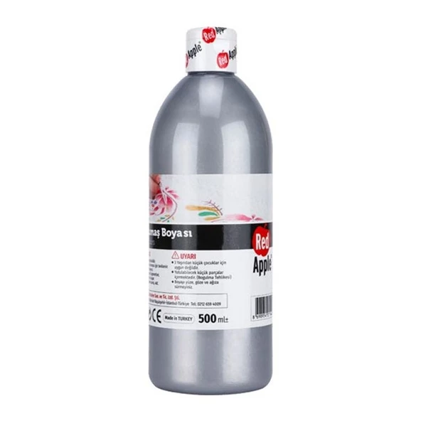Red Apple Yaldız Kumaş Boyası 500 ml. METALİK GÜMÜŞ