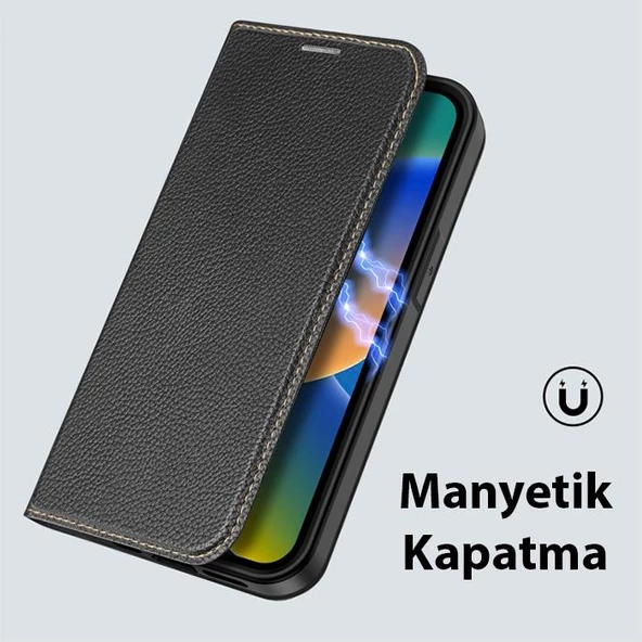 Polham Manyetik Samsung Galaxy S23 Uyumlu Kapaklı Kılıf, Kart Bölmeli, Standlı Kılıf, PU Deri - 5