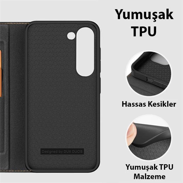 Polham Manyetik Samsung Galaxy S23 Uyumlu Kapaklı Kılıf, Kart Bölmeli, Standlı Kılıf, PU Deri - 3