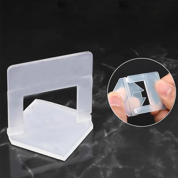 Seviye Tespit Artısı Klipsi Fayans Hizalama Derz Artısı Beyaz 2 mm 100 Adet - Resim 4