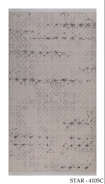 My Evilla Modern Dekoratif Star Seri Krem Gri Dokuma Halı - 2