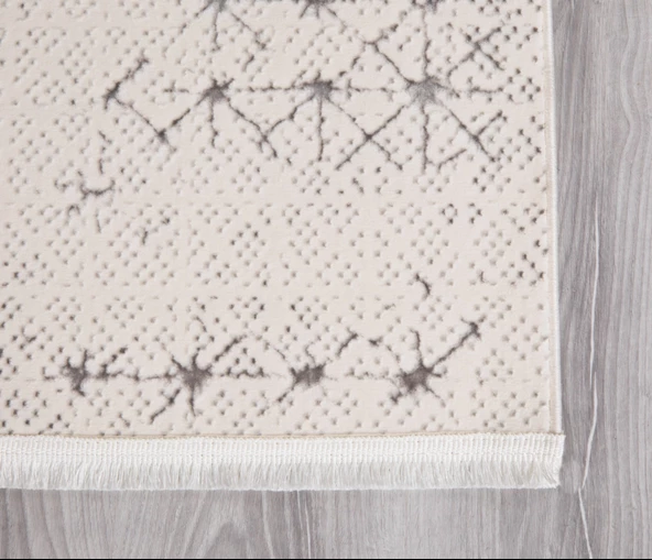My Evilla Modern Dekoratif Star Seri Krem Gri Dokuma Halı - 4