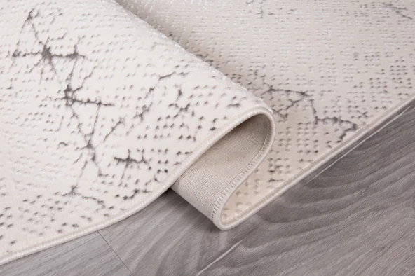 My Evilla Modern Dekoratif Star Seri Krem Gri Dokuma Halı - 3