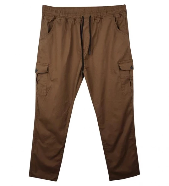 Kargo Cepli Büyük Beden Gabardin Pantolon Bej - 4