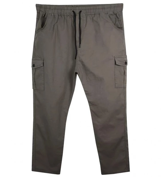 Kargo Cepli Büyük Beden Gabardin Pantolon Bej - 5