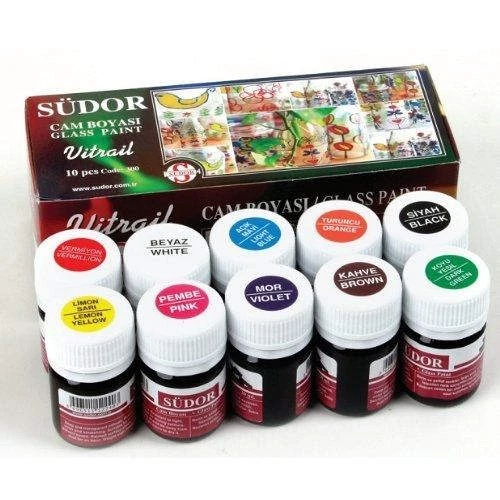Südor Vitrail Cam Vitray Boyası 10 Renk x 25 ml.