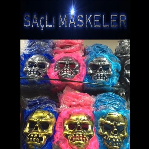 Saçlı İskelet Yüzlü Maskeler alithestereo