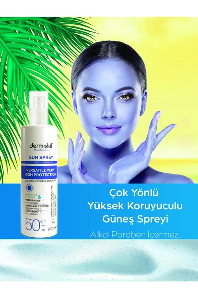 Dermokil Çok Yönlü Yüksek Koruyucu 50 Faktör Güneş Spreyi 200 ml - 3