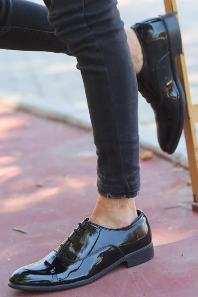 Tomiross Erkek Siyah Rugan Damatlık Klasik Ayakkabı N-569 - 3