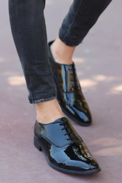 Tomiross Erkek Siyah Rugan Damatlık Klasik Ayakkabı N-569 - 2