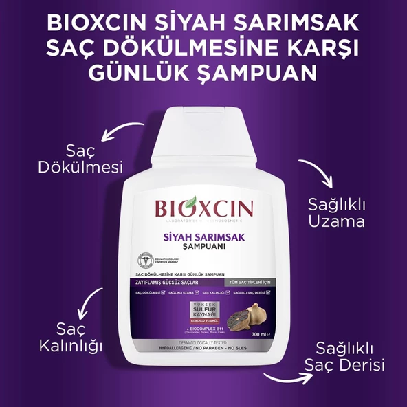 Bioxcin Saç Dökülmesine Karşı Siyah Sarımsak Şampuanı 300 ml - 3