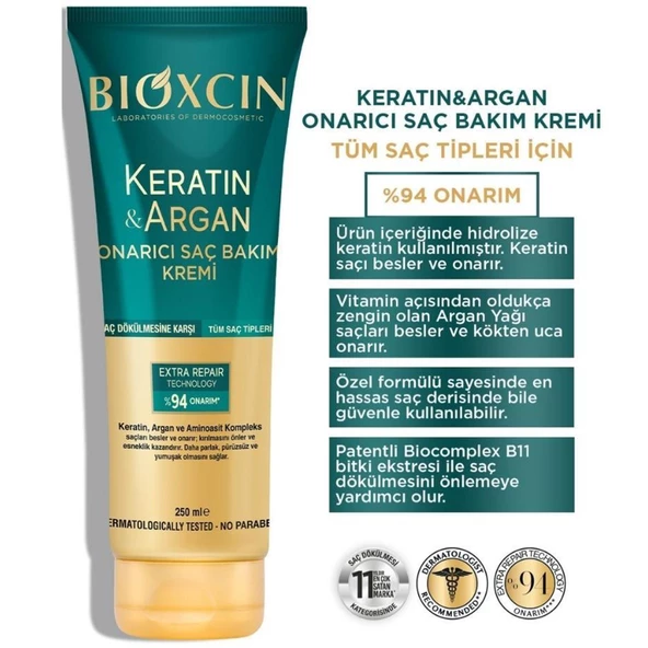 Bioxcin Keratin Ve Argan Onarıcı Saç Bakım Kremi 250 ml - 2