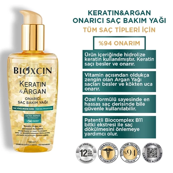 Bioxcin Keratin Ve Argan Onarıcı Saç Bakım Yağı 150 ml - 2
