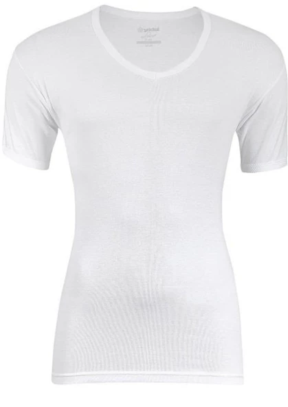 YILDIZ 60 ERKEK RİBANA V YAKA KISA KOL FANİLA ATLET 6 ADET - Resim 2