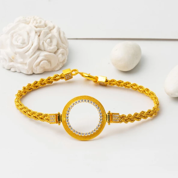 Örgü Zincir Çeyrek Altınlık Bileklik - 3