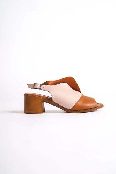 Salsa Taba Hakiki Deri Sandalet Günlük Kalın Topuklu Ayakkabı - 4