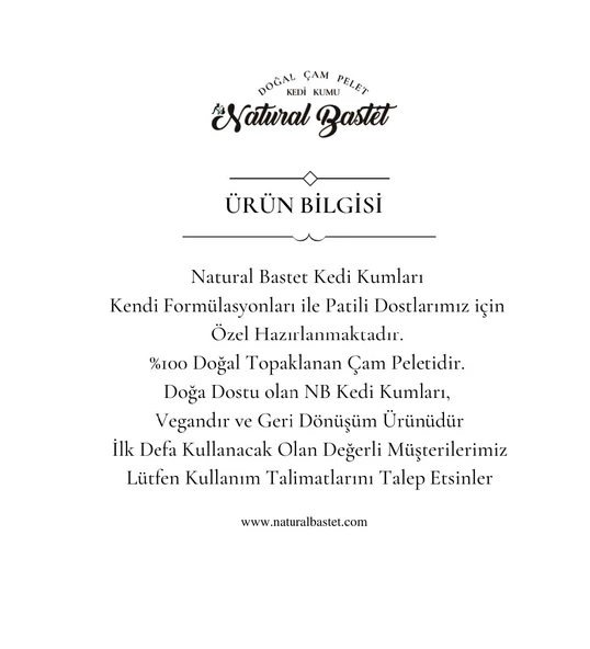 Natural Bastet Topaklanan Çam Pelet Kedi Kumu 10 Litre - 3