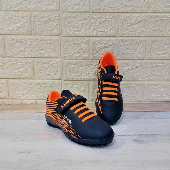 Kinetix Bruno Tf Siyah Turuncu Cırtlı Çocuk Futbol HAlısaha Spor Ayakkabı - 2
