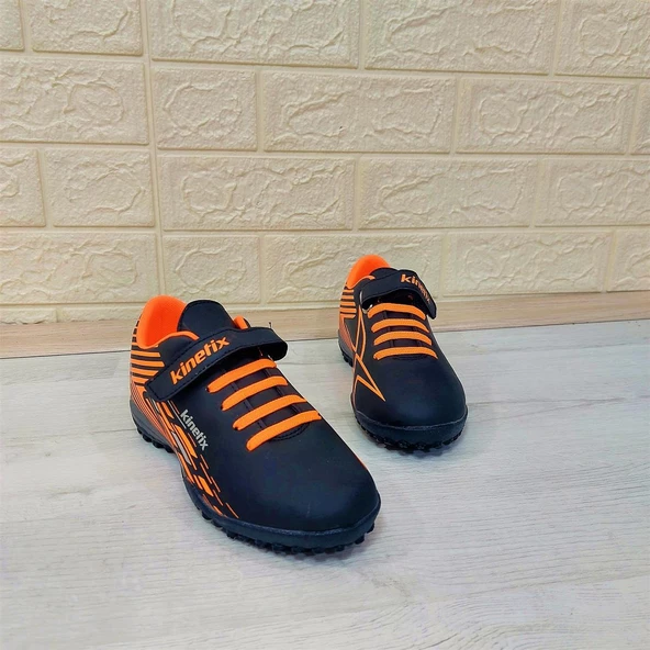 Kinetix Bruno Tf Siyah Turuncu Cırtlı Çocuk Futbol HAlısaha Spor Ayakkabı - 3