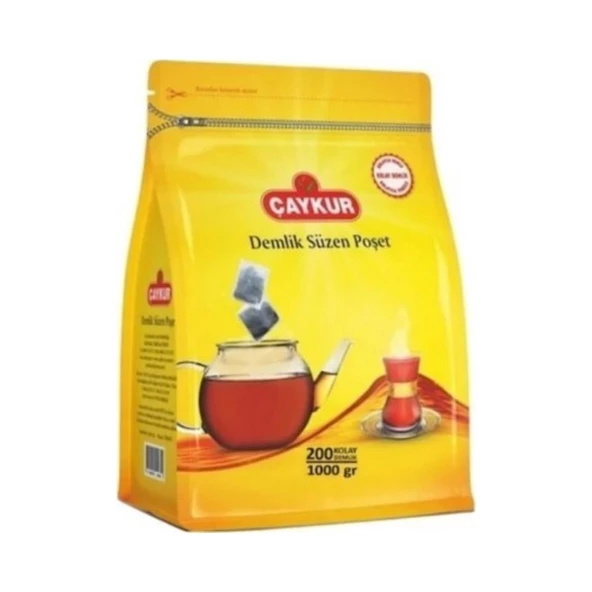 Çaykur 6 Adet Demlik Süzen Poşet Çay 5 Gr 200lü Toplam 6kg (1 Koli) Demlik Süzen çay 1kg lık 6 adet