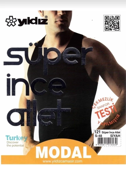 YILDIZ 121 ERKEK MODAL SÜPER İNCE ASKILI ATLET 6 ADET  SİYAH L - Resim 2