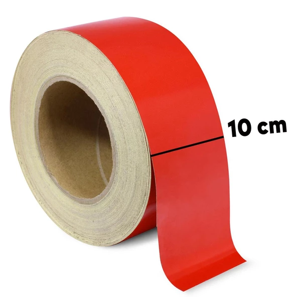 Reflektörlü Reflektif Fosforlu Şerit Bant Kırmızı Düz Reflekte İkaz Bandı 10 CM 1 METRE - 3