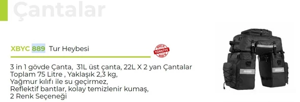 XBYC 889 FORTE GT 889 BİSİKLET TUR HEYBESİ 75 LT. 3 in 1 - 4