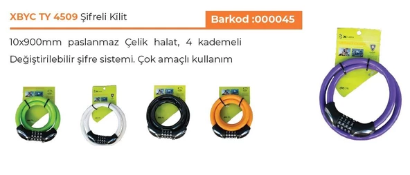 FORTE GT XBYC TY 4509 ŞİFRELİ KİLİT 5 RENK DEĞİŞEBİLİR ŞİFRE