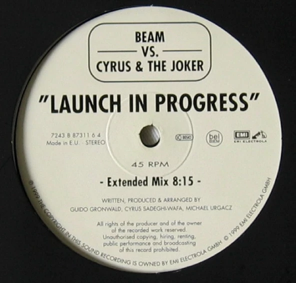 Beam Vs. Cyrus & The Joker – Launch In Progress  - Trance, Hard Trance tarz Müzik Plak alithestereo