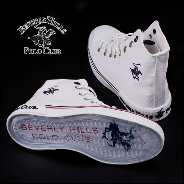 Polo Club Beyaz Unisex Uzun Keten Spor Ayakkabı - Resim 6