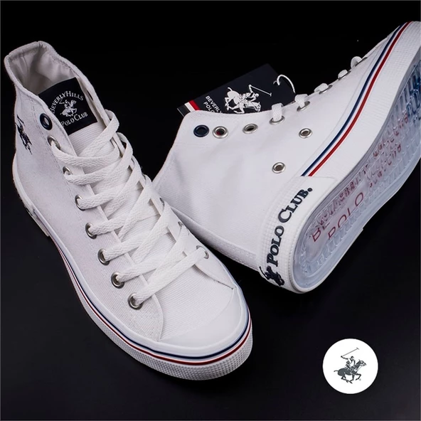 Polo Club Beyaz Unisex Uzun Keten Spor Ayakkabı - Resim 7