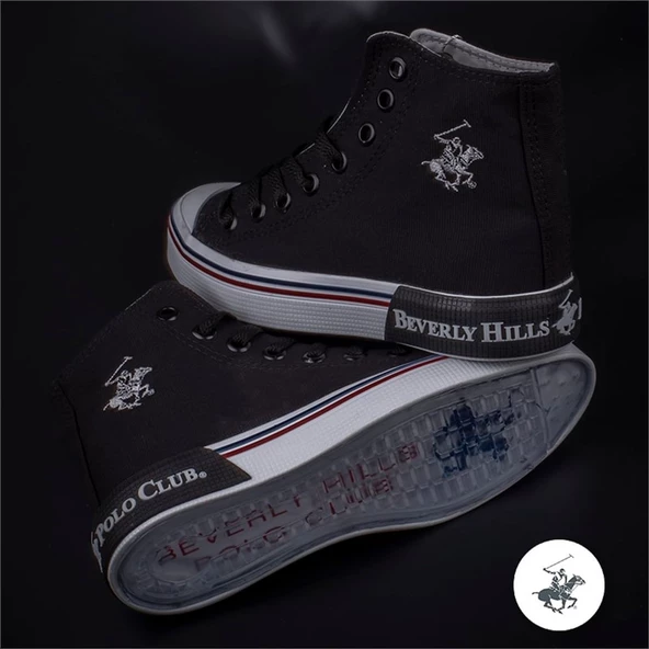 Polo Club Siyah Unisex Uzun Keten Spor Ayakkabı - 4