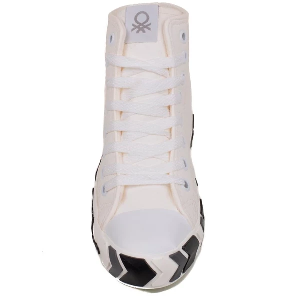 Benetton Beyaz Unisex Uzun Suni Deri Mevsimlik Spor - Resim 4