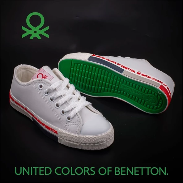 Benetton Beyaz Unisex Kısa Suni Deri Mevsimlik Spor - 5