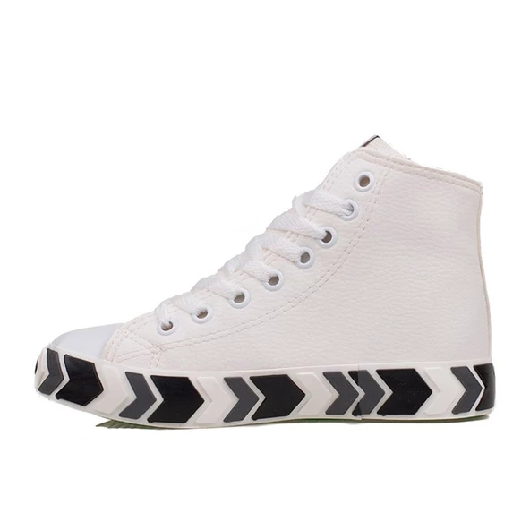 Benetton Beyaz Unisex Uzun Suni Deri Mevsimlik Spor - Resim 3