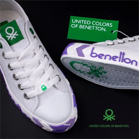 Benetton Lila Kadın Çizgili Spor Ayakkabı BN-30620 - Resim 7