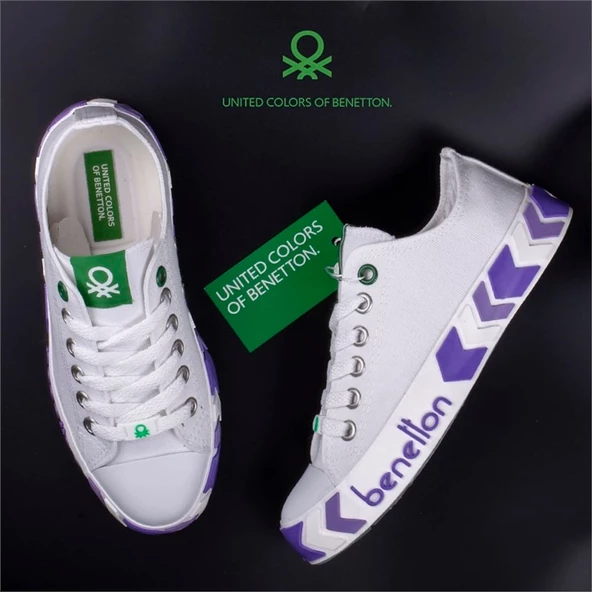 Benetton Lila Kadın Çizgili Spor Ayakkabı BN-30620 - Resim 8