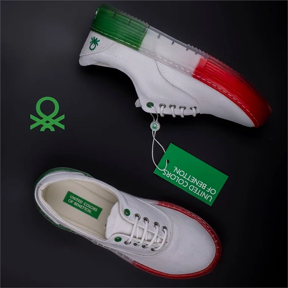 Benetton Yeşil Kadın Renkli Taban Kot Ayakkabı BN-30696 - 6